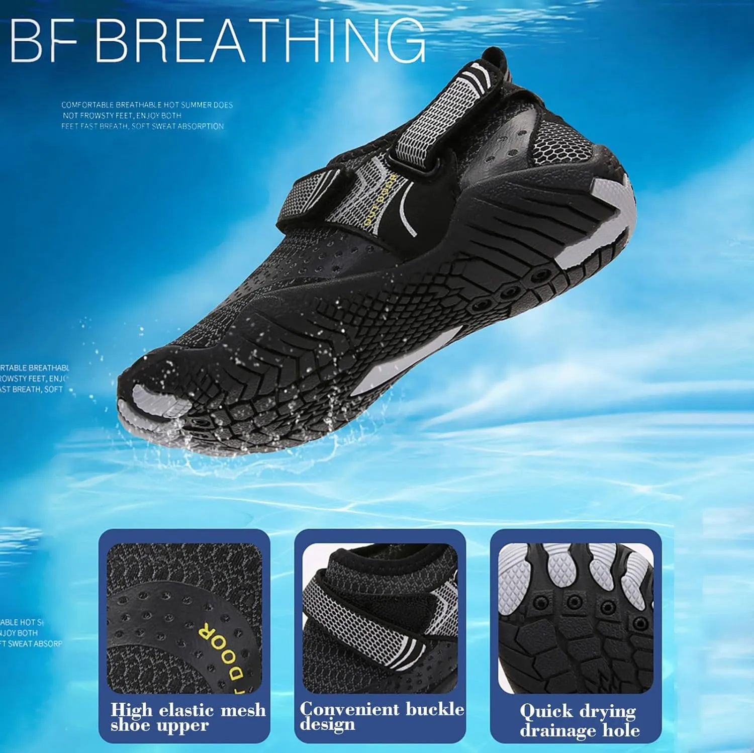 Adult Water Shoes Men Size 10.5 Slip on for Men Women Water Hiking Shoes for Women Non Slip Extra Wide Water Shoes Aqua Sports Outdoor Shoes Aqua Socks for Swim Beach Pool Surf Yoga
