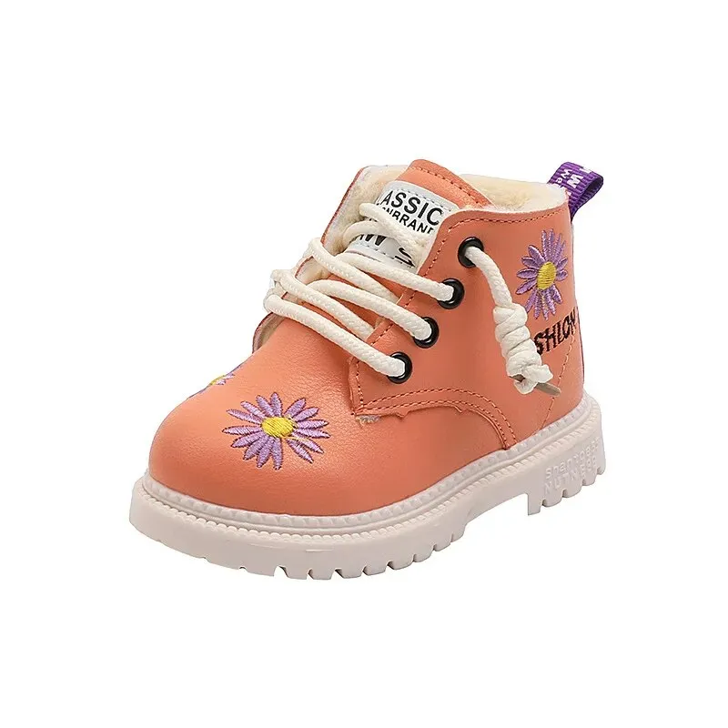Baby/Kids Girls Boys PU Leather Lace-Up Ankle Boots
