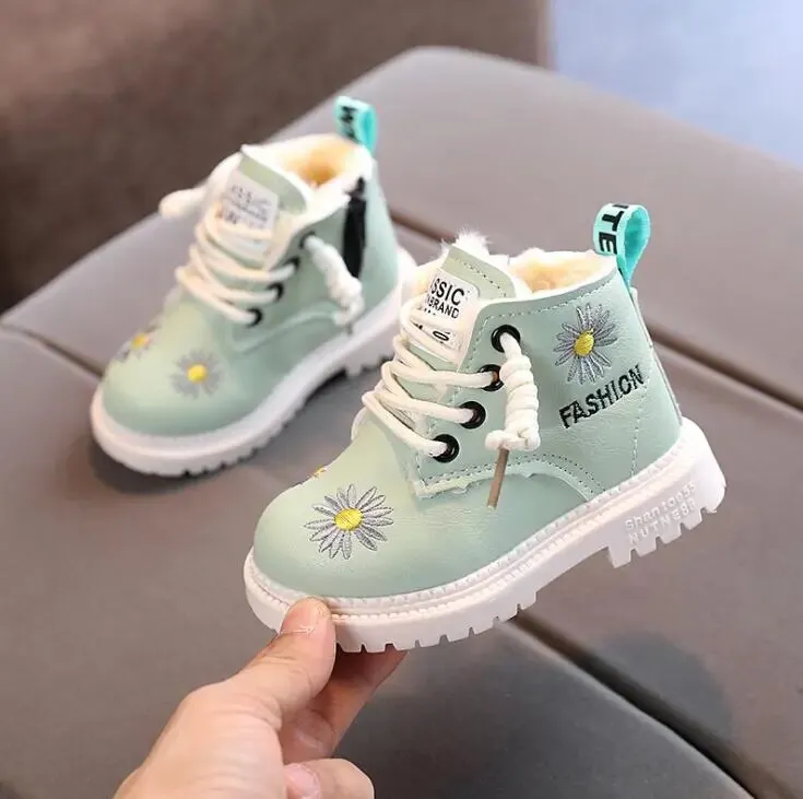 Baby/Kids Girls Boys PU Leather Lace-Up Ankle Boots