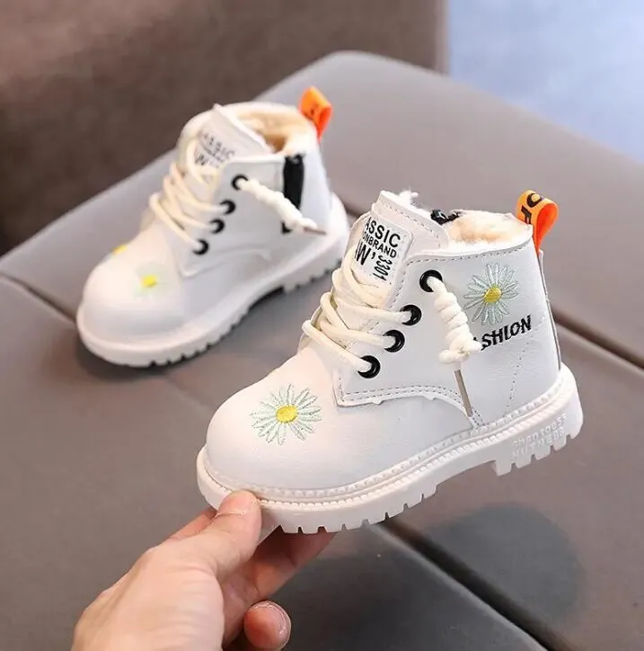 Baby/Kids Girls Boys PU Leather Lace-Up Ankle Boots