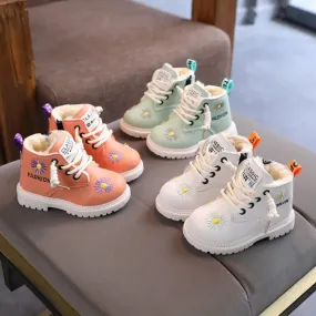 Baby/Kids Girls Boys PU Leather Lace-Up Ankle Boots