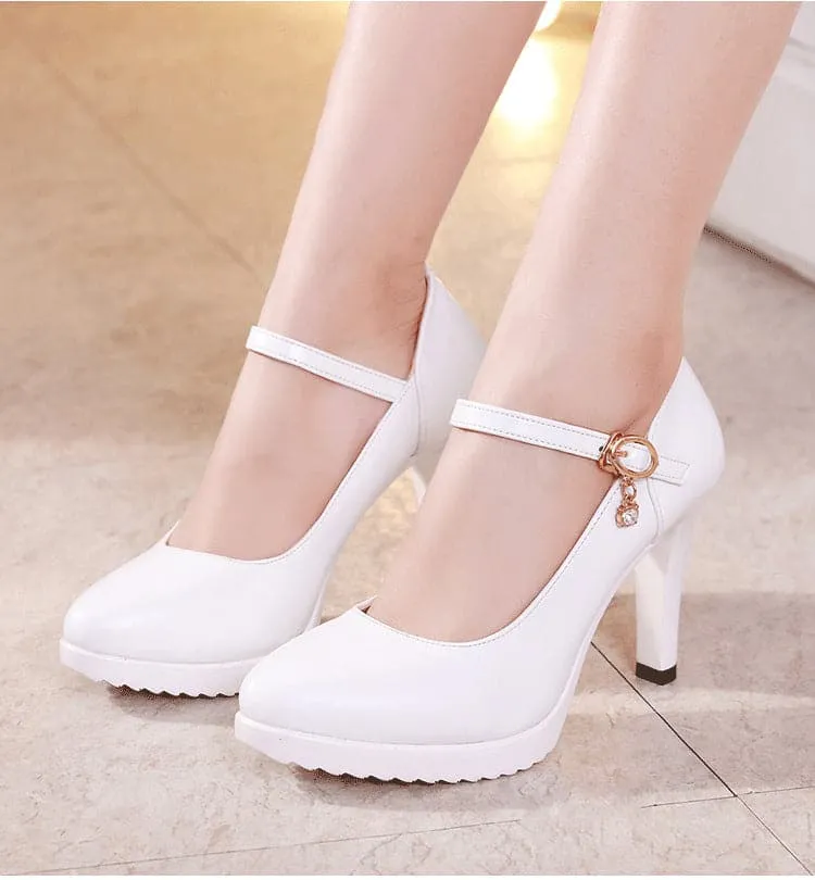 CABRINA Design Women's Stylish Elegant Fashion Red Buckle Design Pumps Dress Shoes