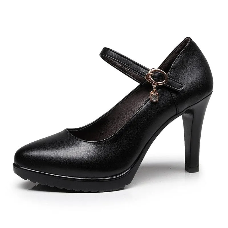 CABRINA Design Women's Stylish Elegant Fashion Red Buckle Design Pumps Dress Shoes