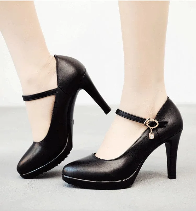 CABRINA Design Women's Stylish Elegant Fashion Red Buckle Design Pumps Dress Shoes