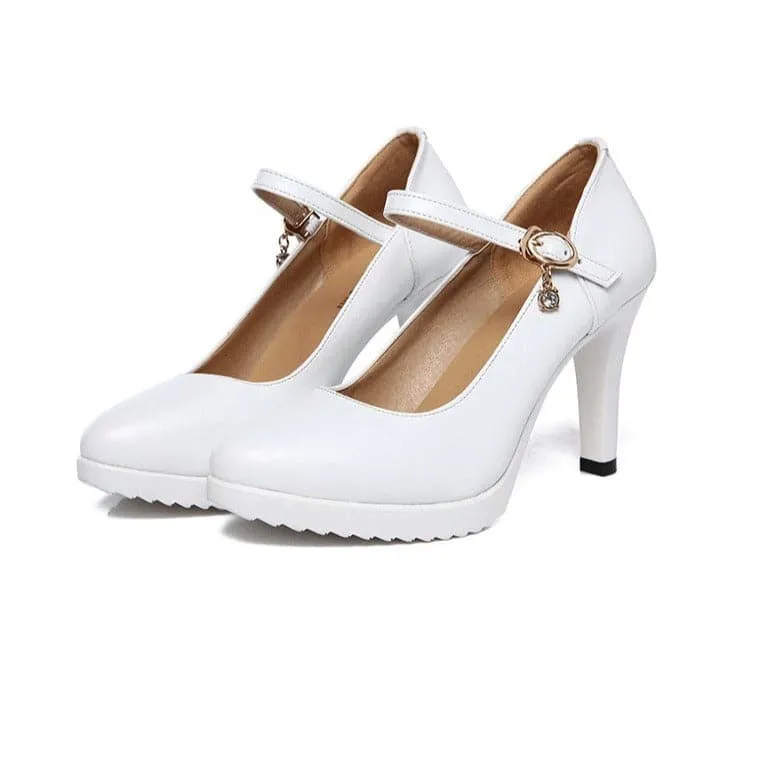 CABRINA Design Women's Stylish Elegant Fashion Red Buckle Design Pumps Dress Shoes