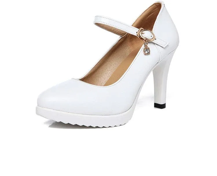 CABRINA Design Women's Stylish Elegant Fashion Red Buckle Design Pumps Dress Shoes