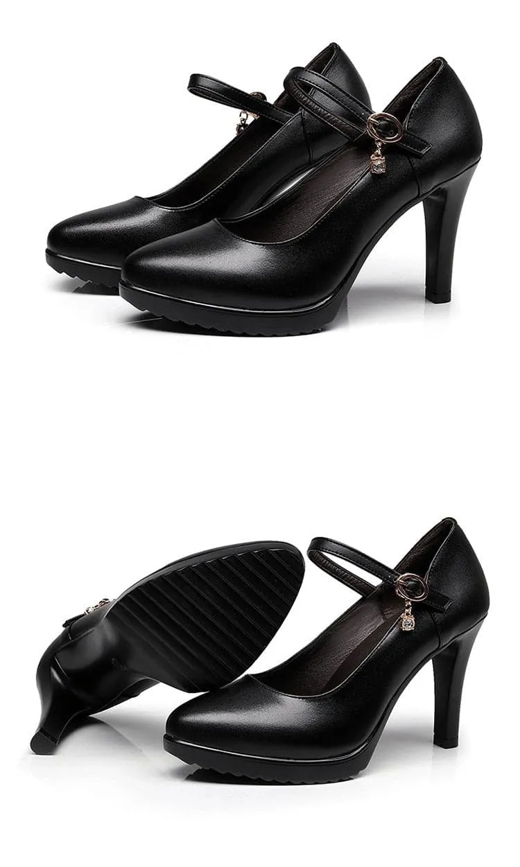 CABRINA Design Women's Stylish Elegant Fashion Red Buckle Design Pumps Dress Shoes