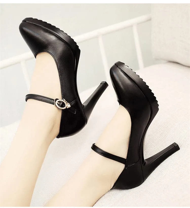 CABRINA Design Women's Stylish Elegant Fashion Red Buckle Design Pumps Dress Shoes