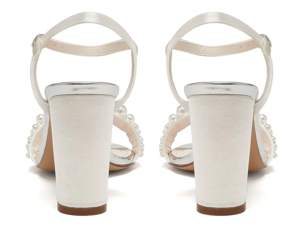 Clara Ivory Pearl Bridal Sandals | Rainbow Club Shoes