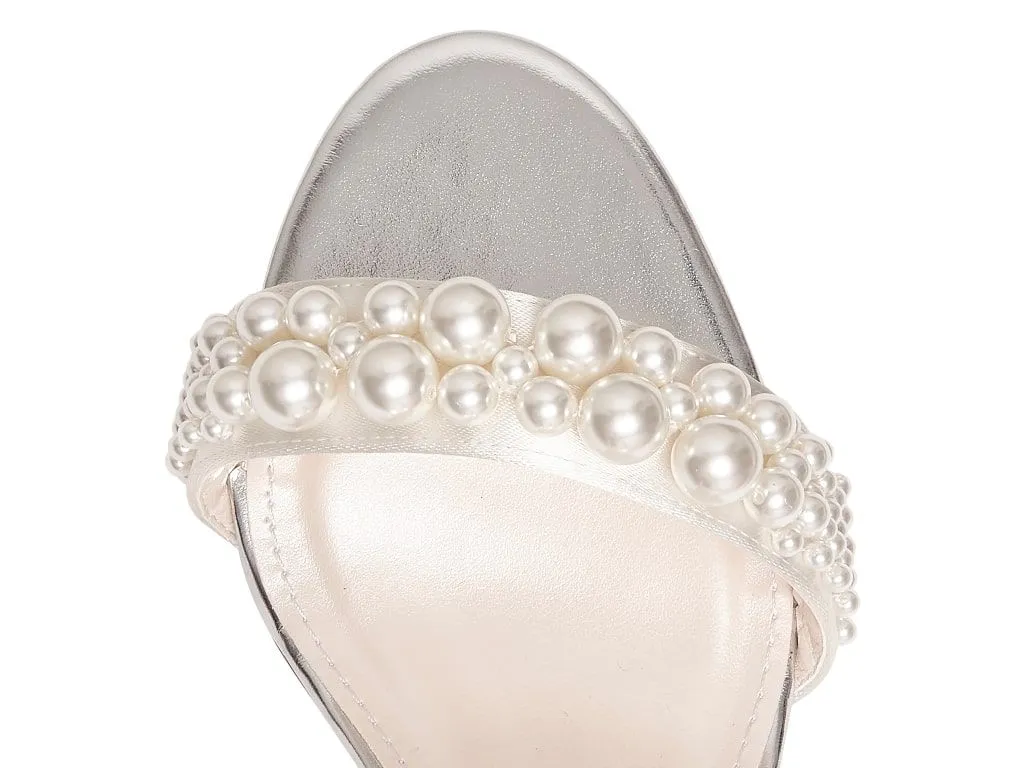Clara Ivory Pearl Bridal Sandals | Rainbow Club Shoes