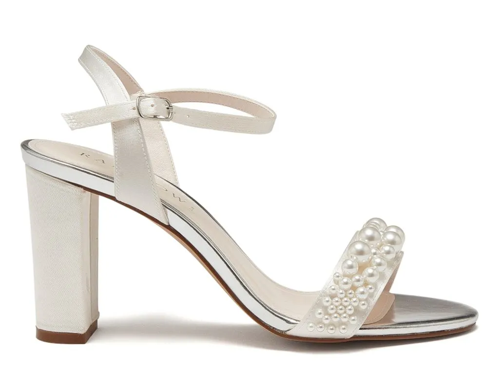 Clara Ivory Pearl Bridal Sandals | Rainbow Club Shoes