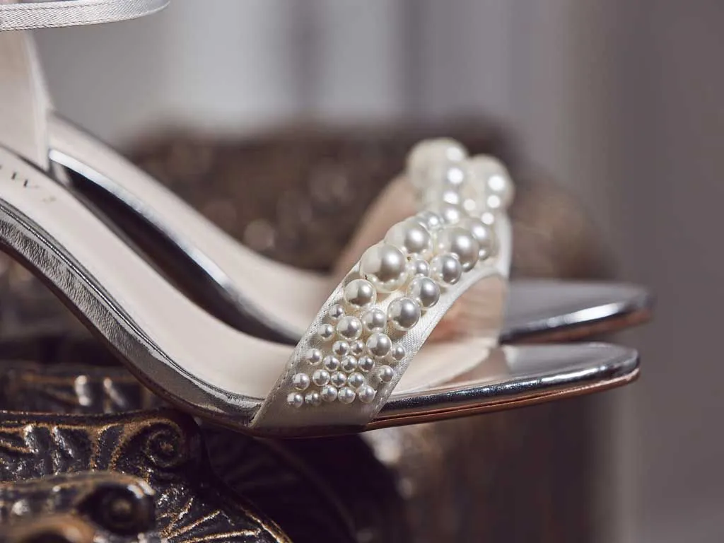 Clara Ivory Pearl Bridal Sandals | Rainbow Club Shoes