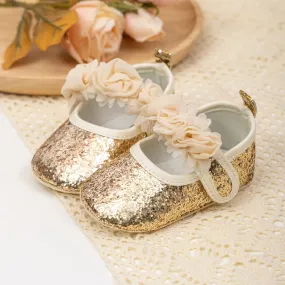 First Walkers Cotton Bottom Non-slip Flower Lace Shoes