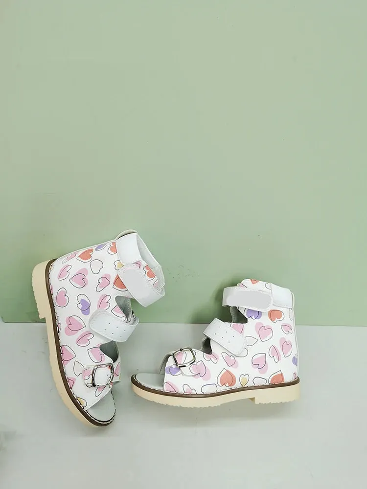 Graffiti Print Kids Girls Flatfoot Leather Shoes