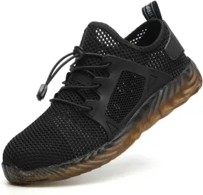 KINOW Men Steel Toe Safety Work Shoes Slip Resistant Construction Sneakers for Women