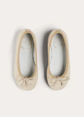 Linen Ballerina Shoes in Ivory (24-35EU)