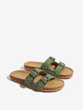 LUNA BLU Sage Embellished Dual-Strap Slip-On Sandals