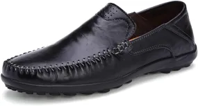 Maylrvjv Men's Loafers Slip-On Casual Leather Shoes Comfortable Soft Flexible Driving Flat Shoes