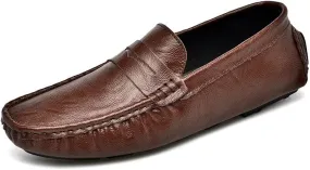 Mens Loafers Embossed Leather Penny Driving Loafers Moccasins Shoes Slip Resistant Lightweight Flexible Wedding Slip-on