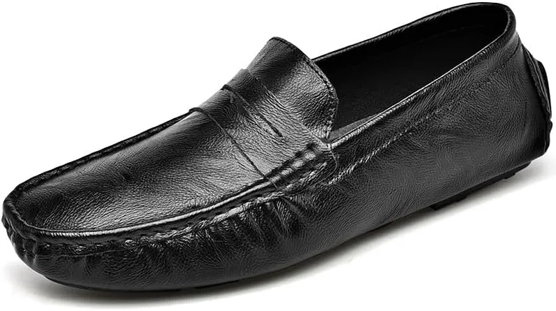 Mens Loafers Embossed Leather Penny Driving Loafers Moccasins Shoes Slip Resistant Lightweight Flexible Wedding Slip-on
