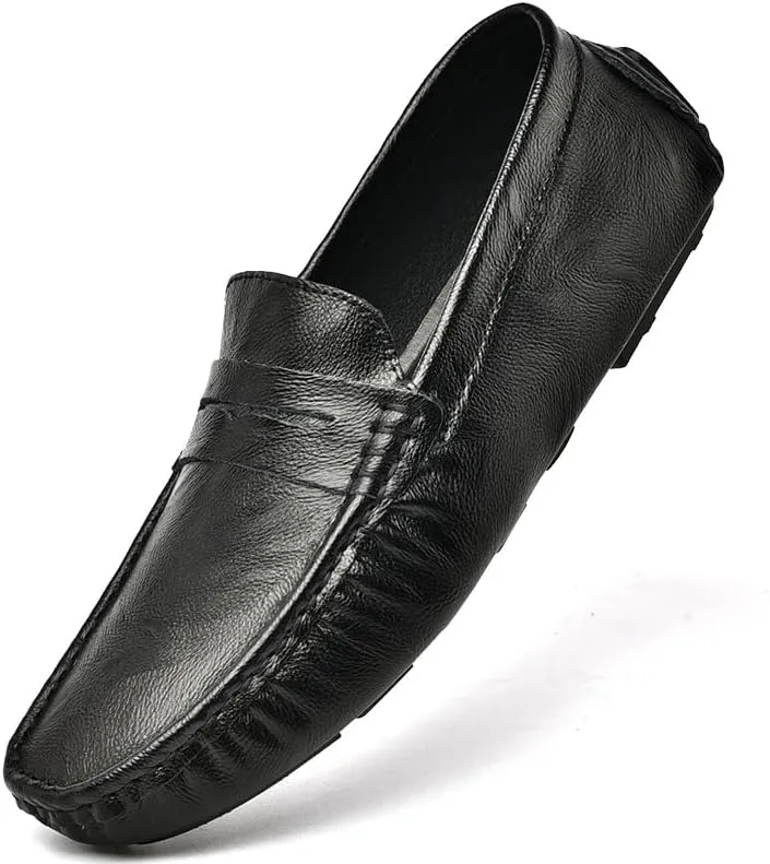 Mens Loafers Embossed Leather Penny Driving Loafers Moccasins Shoes Slip Resistant Lightweight Flexible Wedding Slip-on