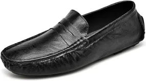 Mens Loafers Embossed Leather Penny Driving Loafers Moccasins Shoes Slip Resistant Lightweight Flexible Wedding Slip-on
