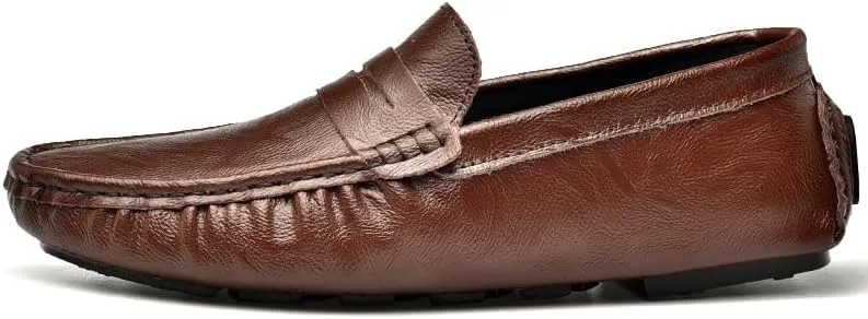 Mens Loafers Embossed Leather Penny Driving Loafers Moccasins Shoes Slip Resistant Lightweight Flexible Wedding Slip-on