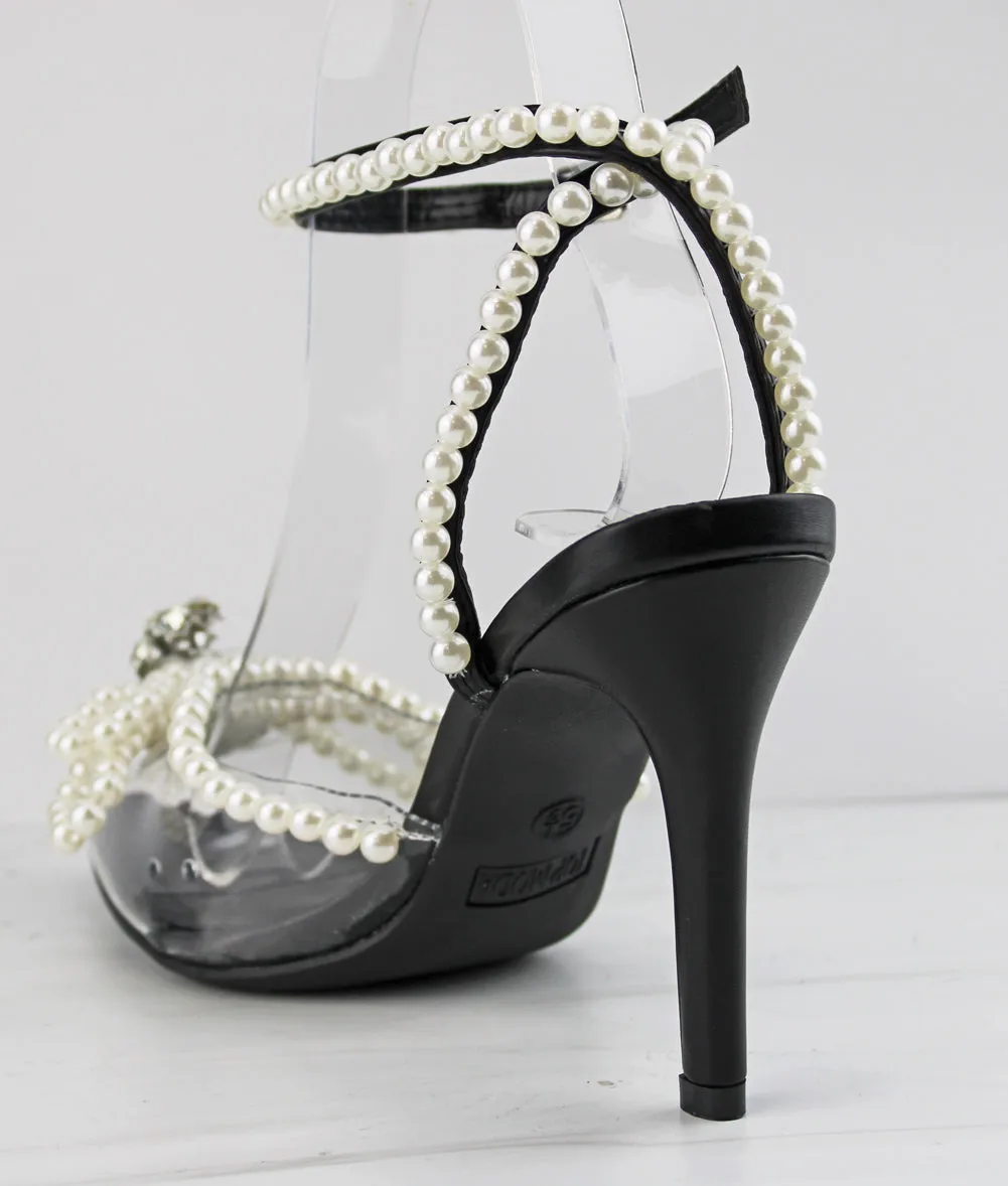 Parson 25 Womens Clear Closed Toe Pearl & Rhinestone Dress Heels