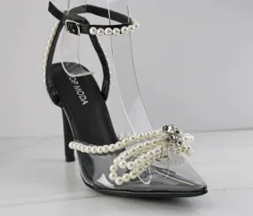 Parson 25 Womens Clear Closed Toe Pearl & Rhinestone Dress Heels