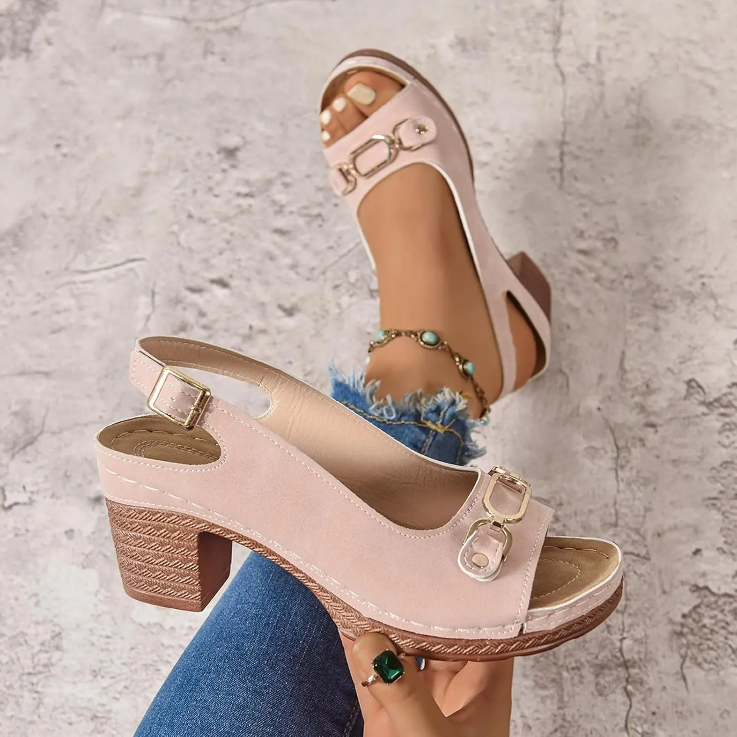 Platform Sandals Women Espadrille Wedge Casual Slippers Open Toe Dressy Heels Summer Slingback Wide Beach High Espadrilles Slip on Cute Slip-on Adjustable Buckle Ankle Strap Shoes Wedges