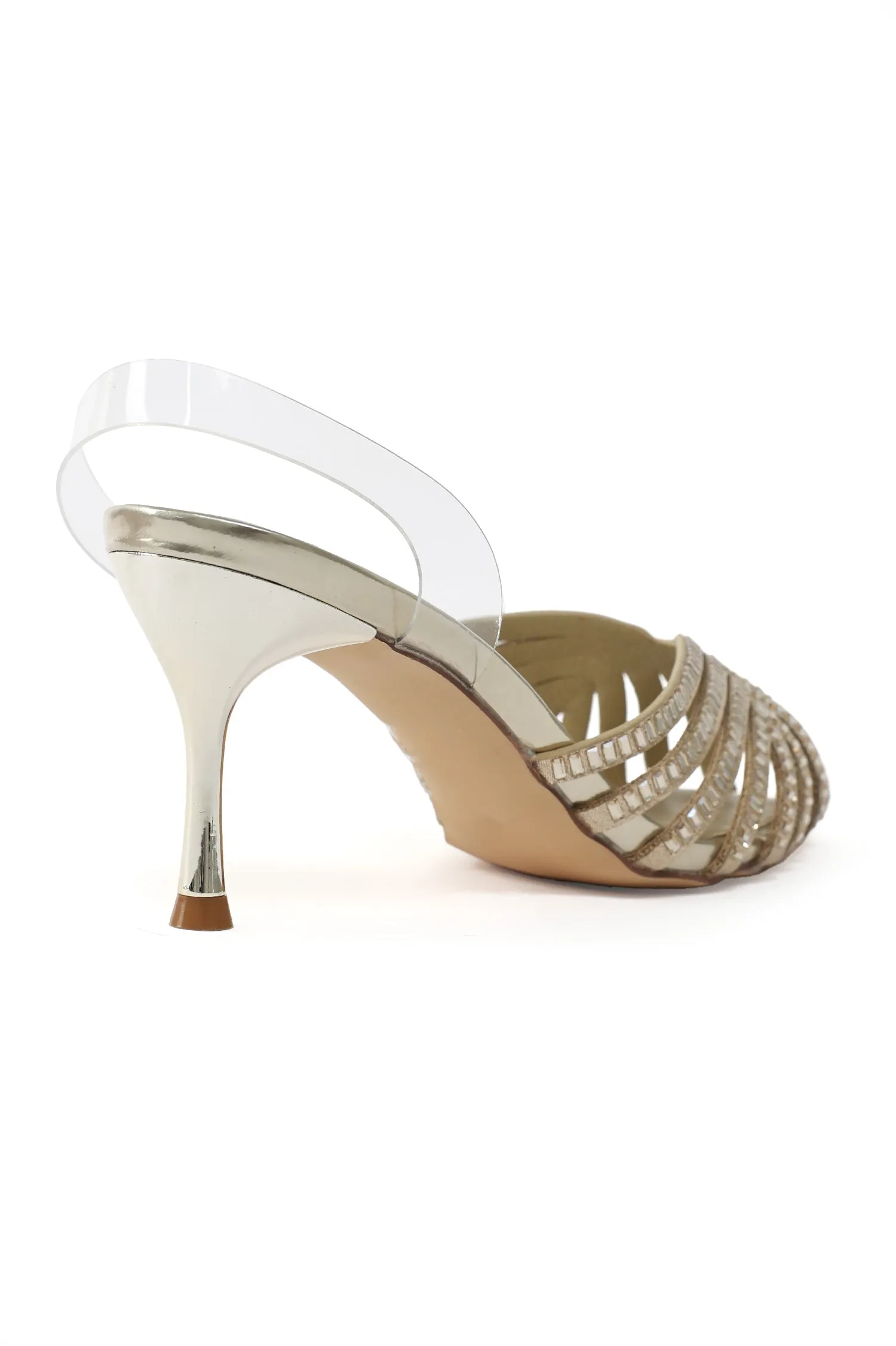 SHIMMER STRAPPY HEELS-GOLD