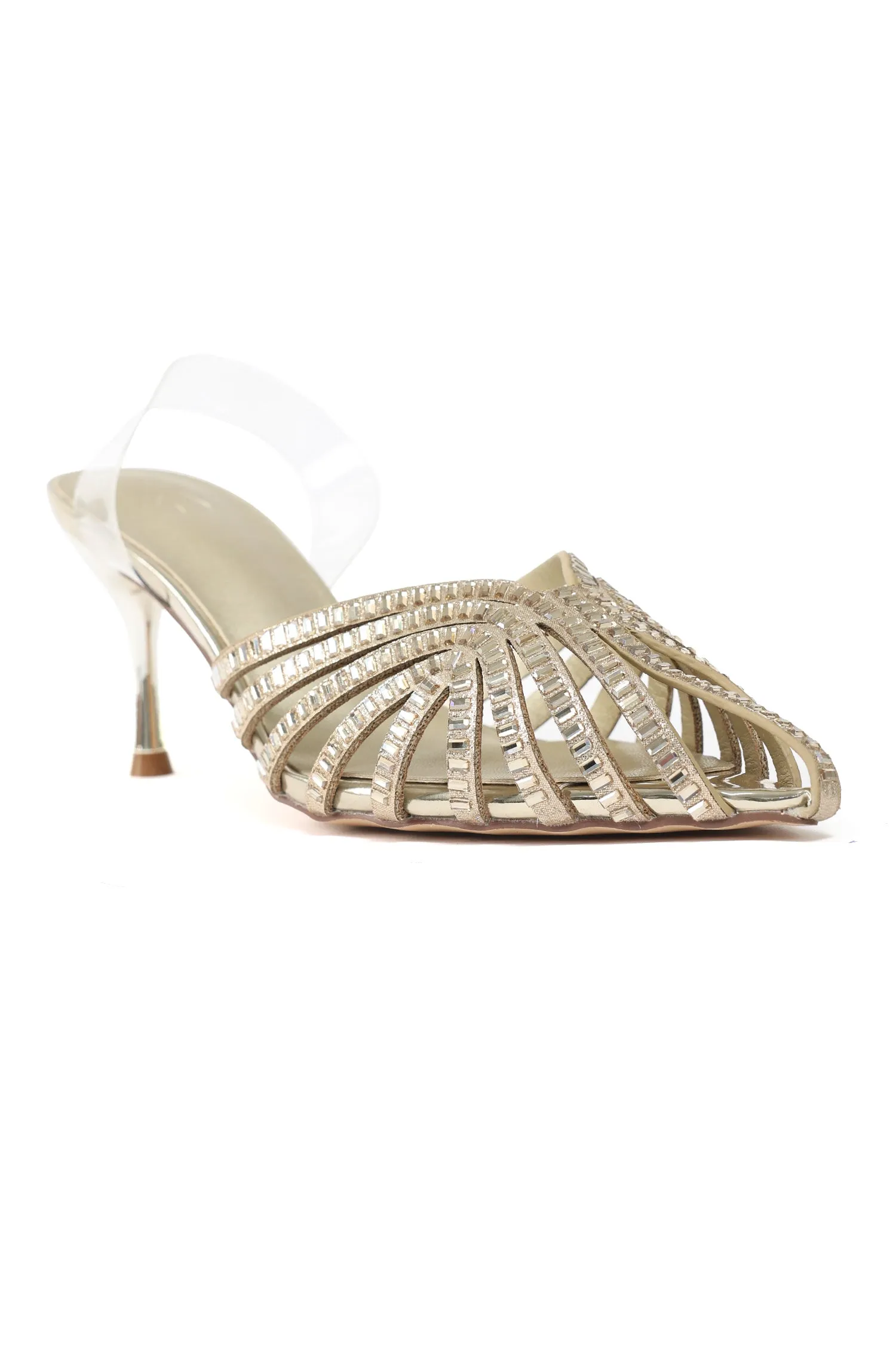 SHIMMER STRAPPY HEELS-GOLD
