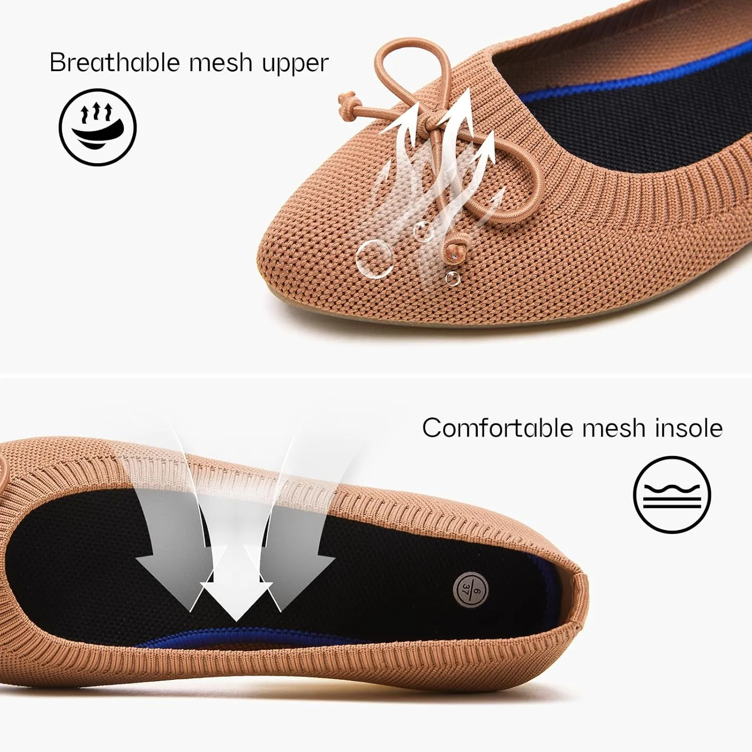 Shupua Women's Flats Black Flats Shoes Pointed Toe Ballet Flats Comfortable Bow Girls Flats Dressy