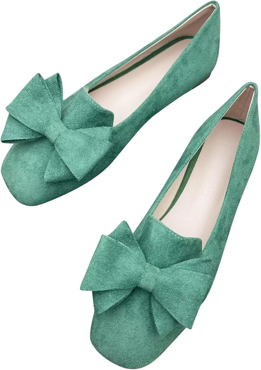 Stunner Ballet Flats for Women Fashion Square Toe Bowknot Flats Comfortable Dress Flats Casual Slip On Work Flats
