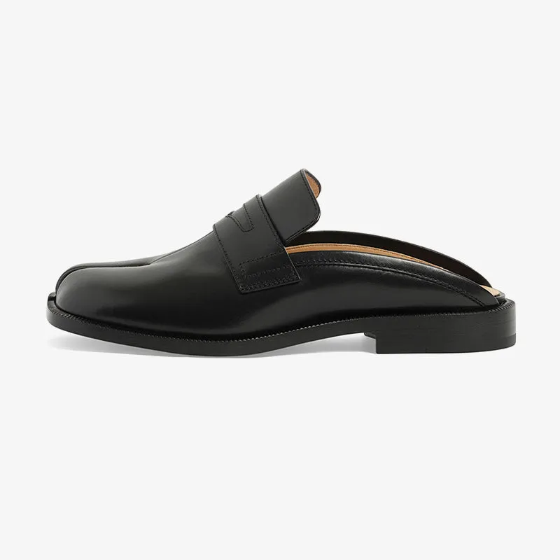 Stylish Black Leather Tabi Sandals
