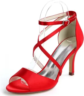 TarfiC Stiletto High Heels for Women, Ankle Strap Kitten Heels Buckle Open Open Toe Shoes Heels