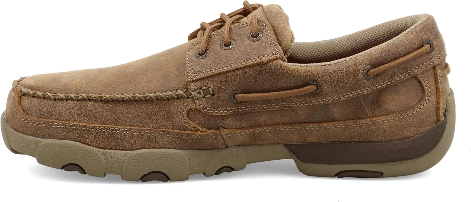 Twisted X Men's Work Boat Shoe Driving Moc, Moc Toe Steel Toe