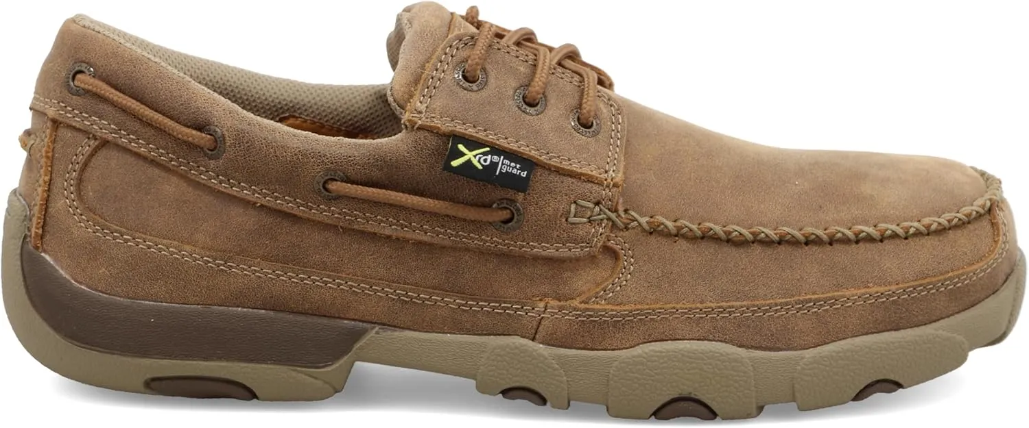 Twisted X Men's Work Boat Shoe Driving Moc, Moc Toe Steel Toe