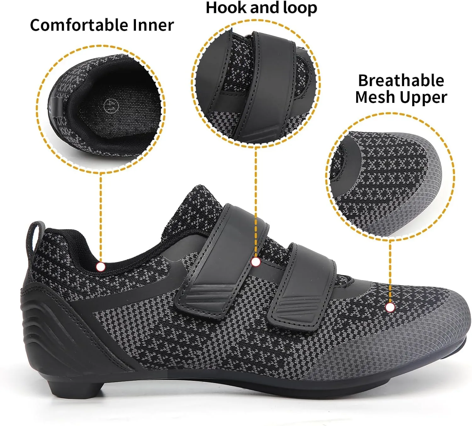 Unisex Road Bike Cycling Shoes Compatible with Peloton Shimano SPD Bike Riding Shoes for Men Women, 3 Straps, Pre-Installed Delta Cleats for Indoor Outdoor Cycling Biking