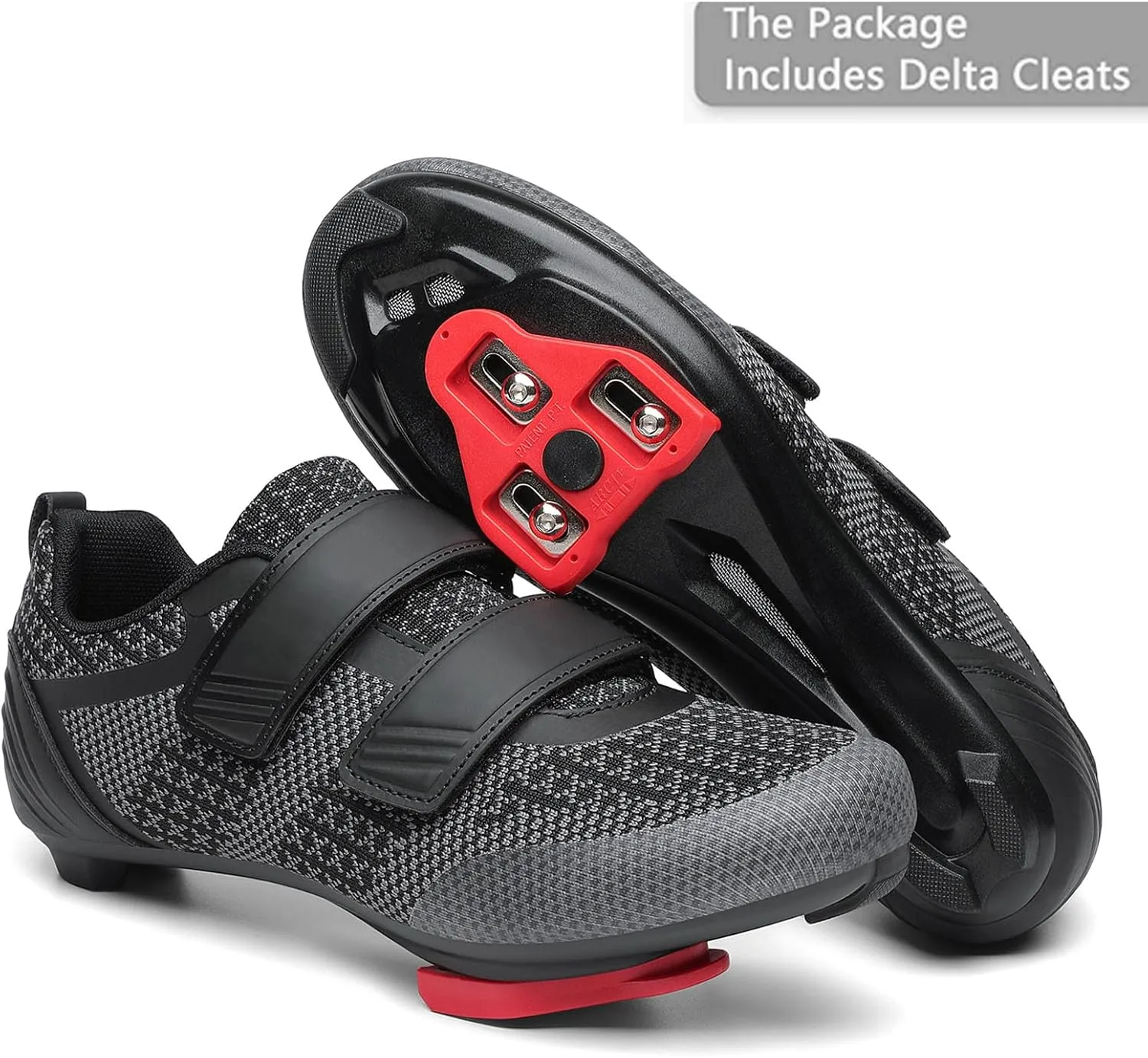Unisex Road Bike Cycling Shoes Compatible with Peloton Shimano SPD Bike Riding Shoes for Men Women, 3 Straps, Pre-Installed Delta Cleats for Indoor Outdoor Cycling Biking