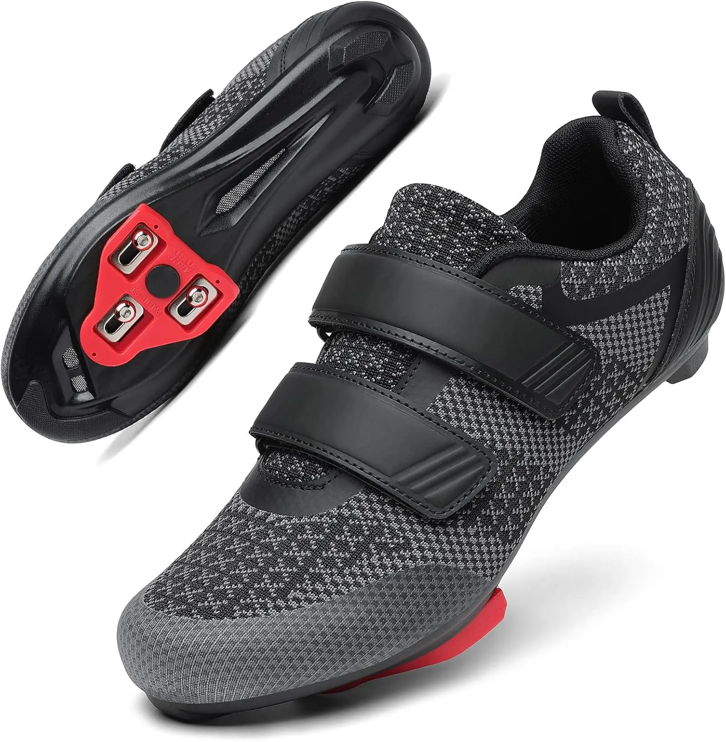 Unisex Road Bike Cycling Shoes Compatible with Peloton Shimano SPD Bike Riding Shoes for Men Women, 3 Straps, Pre-Installed Delta Cleats for Indoor Outdoor Cycling Biking