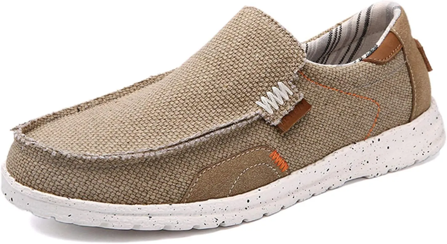 Veslexth Men's Casual Canvas Loafers Slip on Sneakers Deck Comfort Outdoor Fashion for Indoor Travel Walking Shoes