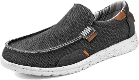 Veslexth Men's Casual Canvas Loafers Slip on Sneakers Deck Comfort Outdoor Fashion for Indoor Travel Walking Shoes
