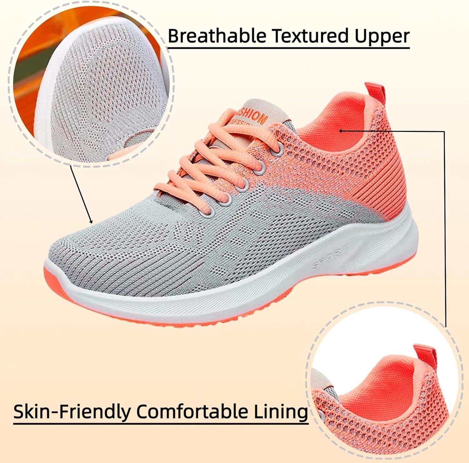 Walking Shoes Women Comfort Lace Up Lightweight Slip-Resistant Sneakers Breathable Mesh Trainers Casual Athletic Shoes
