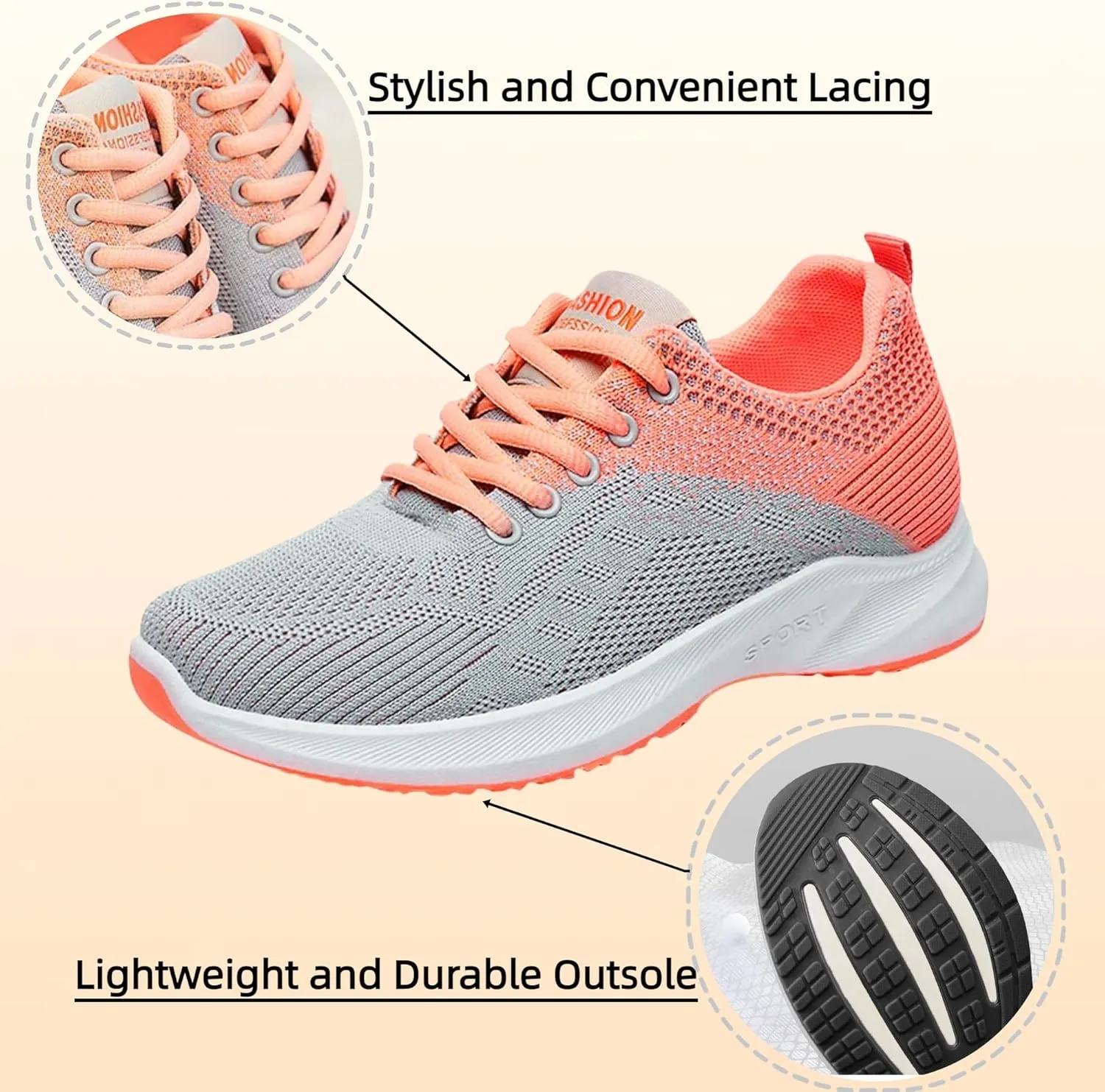 Walking Shoes Women Comfort Lace Up Lightweight Slip-Resistant Sneakers Breathable Mesh Trainers Casual Athletic Shoes