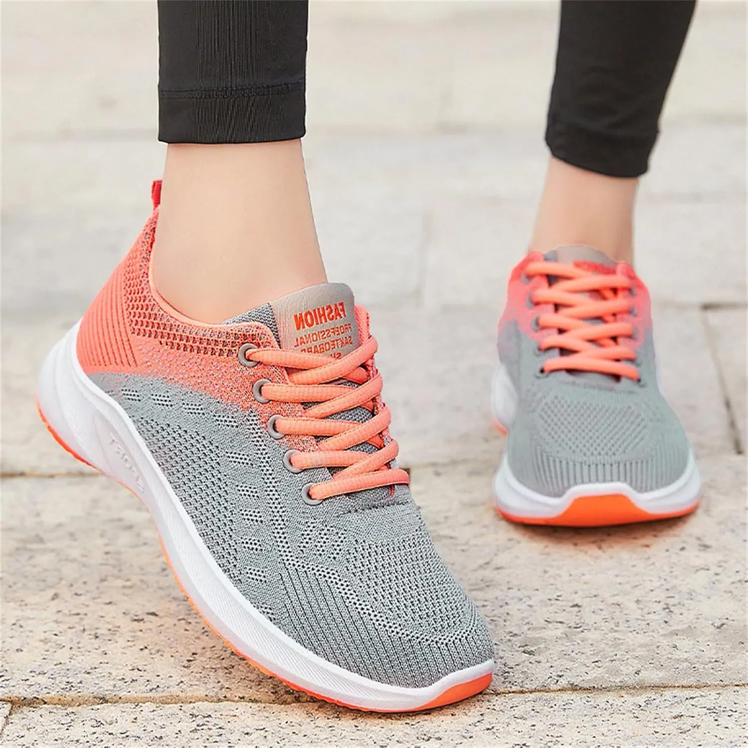 Walking Shoes Women Comfort Lace Up Lightweight Slip-Resistant Sneakers Breathable Mesh Trainers Casual Athletic Shoes