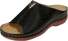 Wedge Sandals for Women 2024 Fashion Women Summer Solid Wedges Breathable Slip On Open Toe Sandals Comfortable Beach