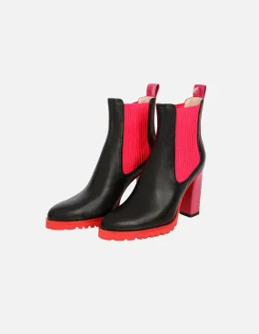 Women Black Leather With Knitted Blocking High-Heel Australian Boots