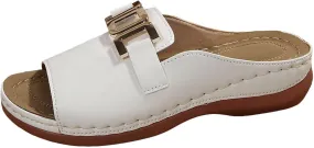 Women's Dressy Flat Sandals Comfortable Slip On Leather Slide Flip Flops Lightweight Casual 2025 Beach Slides Footwear Flop Thong Summer with Arch Support Indoor Outdoor Walking Slippers