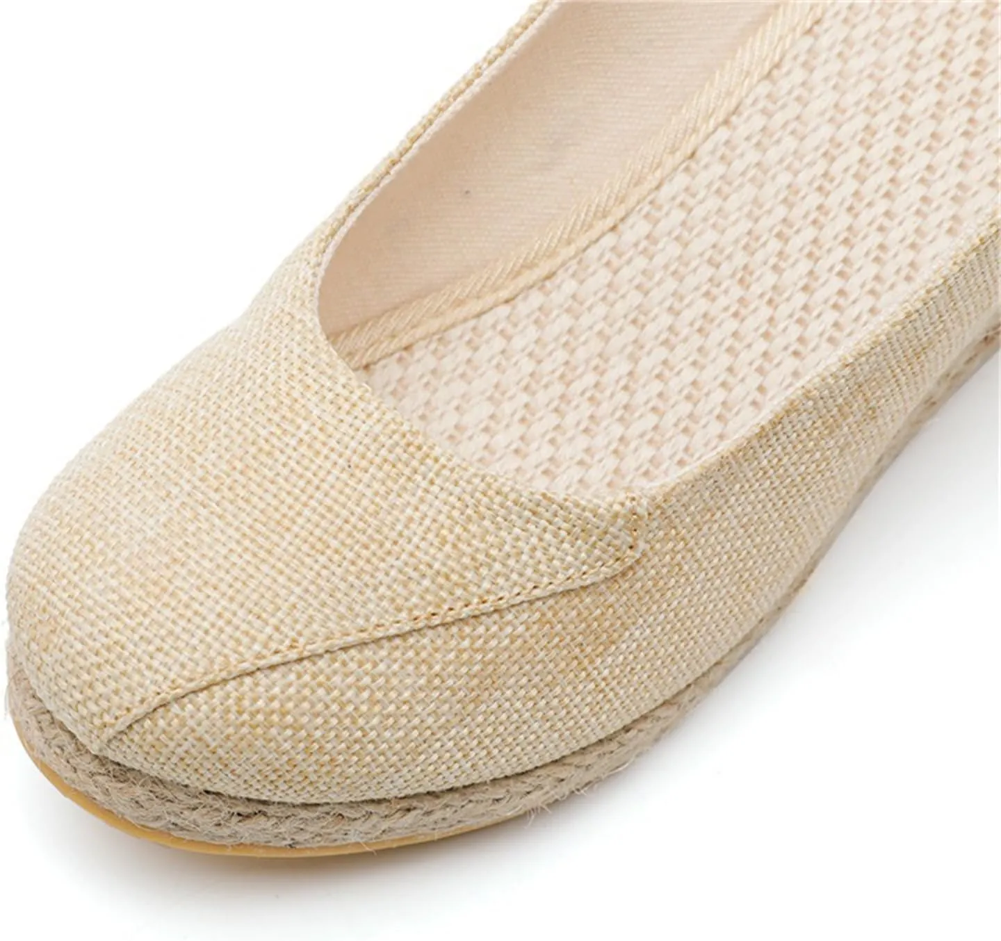 Women's Platform Espadrilles Pointed Toe Comfortable Wedge Pumps Shoes Solid Color Mid Low Heel Canvas Wedges Shoes Casual Summer Closed Toe Shoe for Work